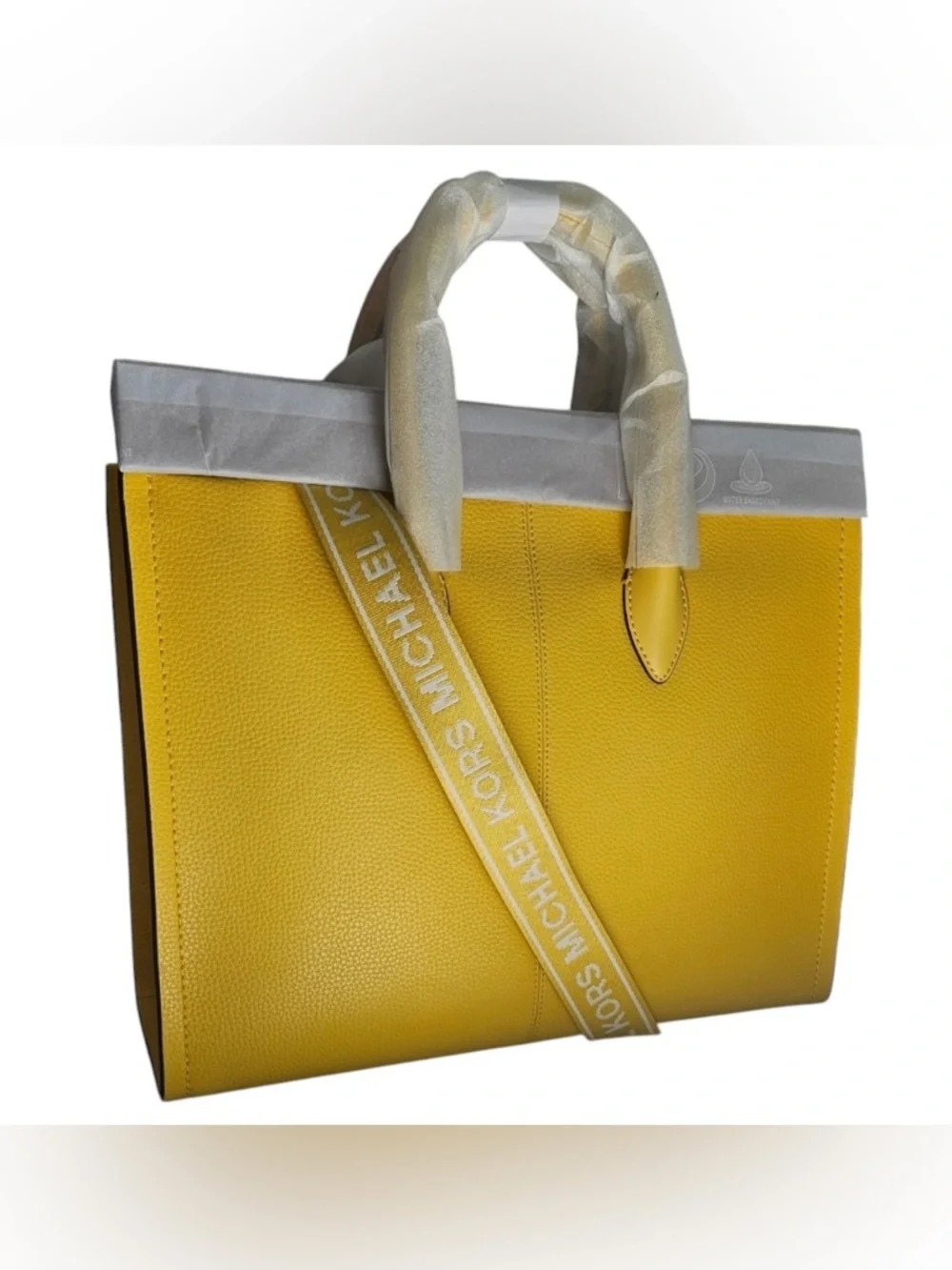 Michael Kors Yellow Leather Tote with Logo Strap and Charm - Picture 7 of 10